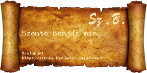 Szente Benjámin névjegykártya